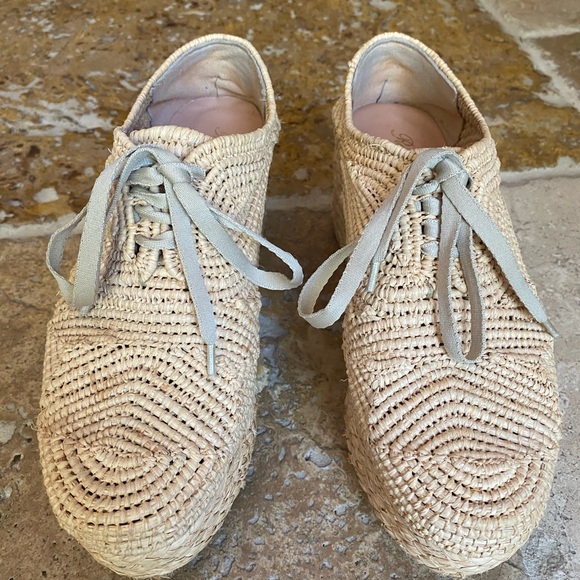 Robert Clergerie Straw Platform Wedge Oxfords — gorgeous & unique! - Picture 8 of 10